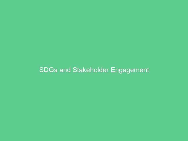 SDGs and Stakeholder Engagement