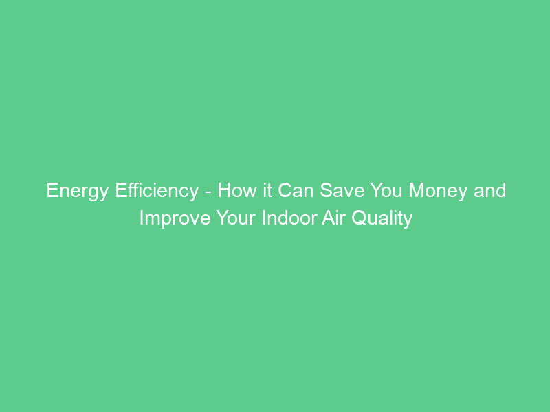 Energy Efficiency – How it Can Save You Money and Improve Your Indoor Air Quality