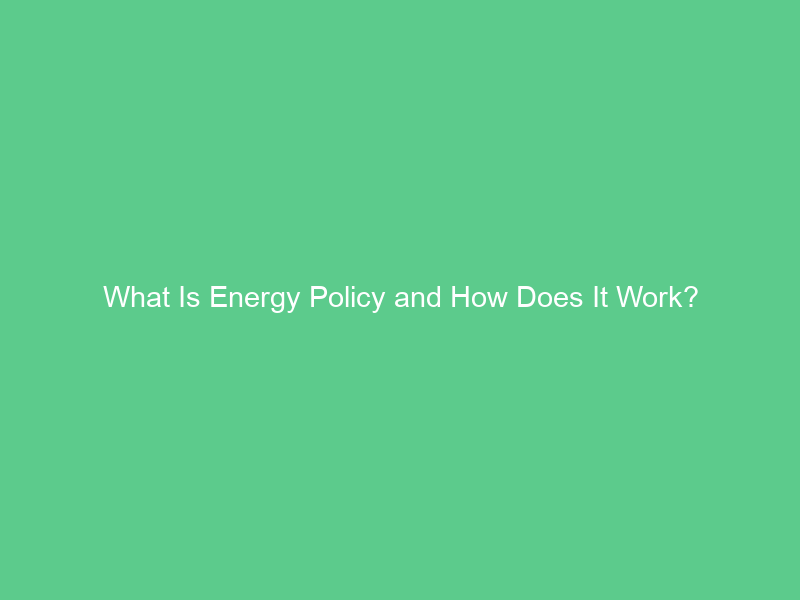 What Is Energy Policy and How Does It Work?