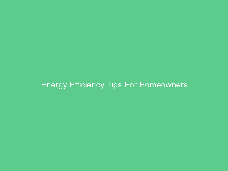 Energy Efficiency Tips For Homeowners