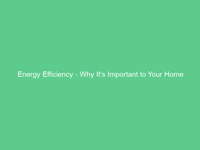 Energy Efficiency – Why It’s Important to Your Home