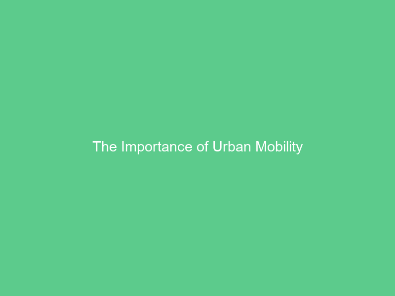 The Importance of Urban Mobility