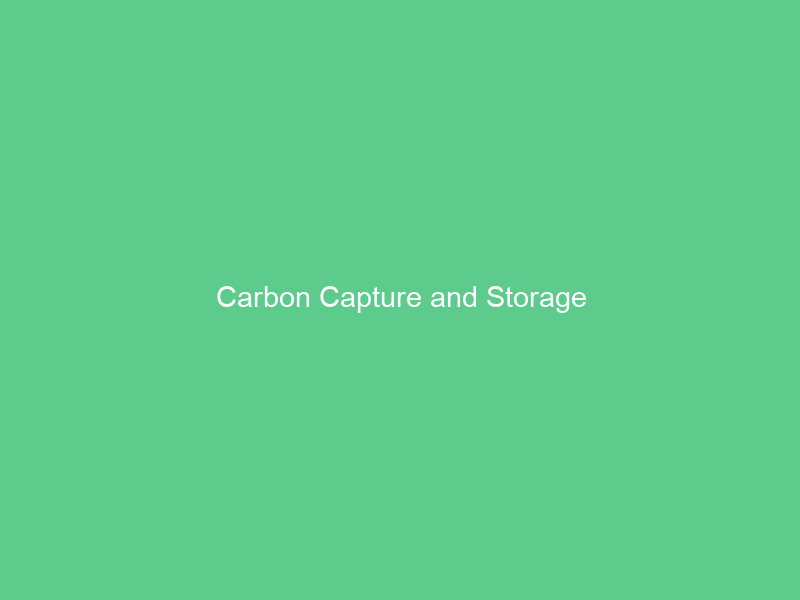 Carbon Capture and Storage