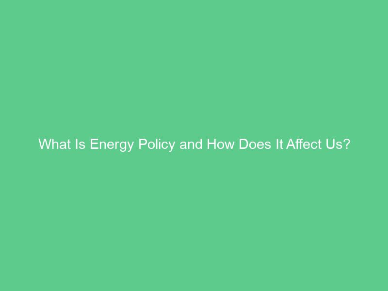 What Is Energy Policy and How Does It Affect Us?