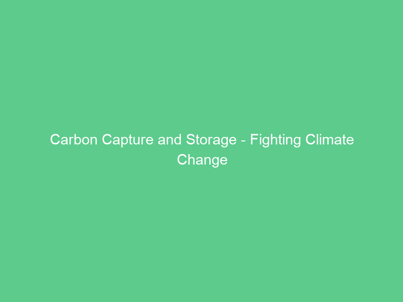 Carbon Capture and Storage – Fighting Climate Change