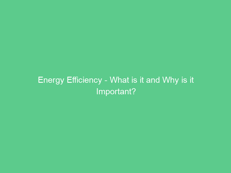 Energy Efficiency – What is it and Why is it Important?