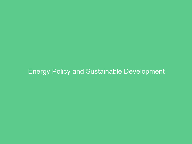 Energy Policy and Sustainable Development