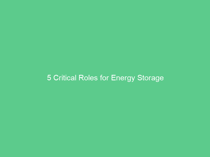 5 Critical Roles for Energy Storage