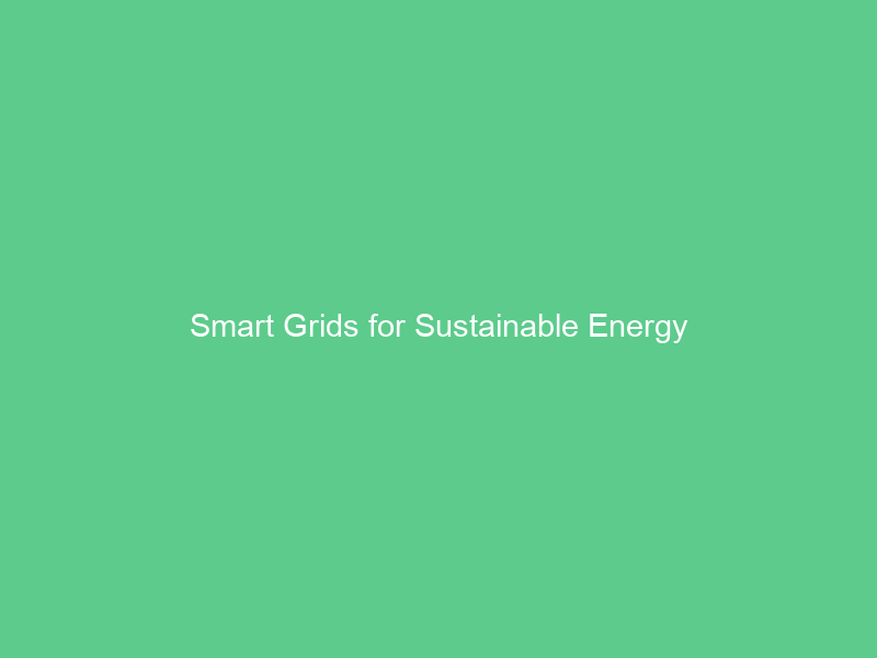 Smart Grids for Sustainable Energy