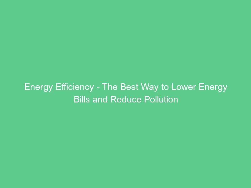 Energy Efficiency – The Best Way to Lower Energy Bills and Reduce Pollution