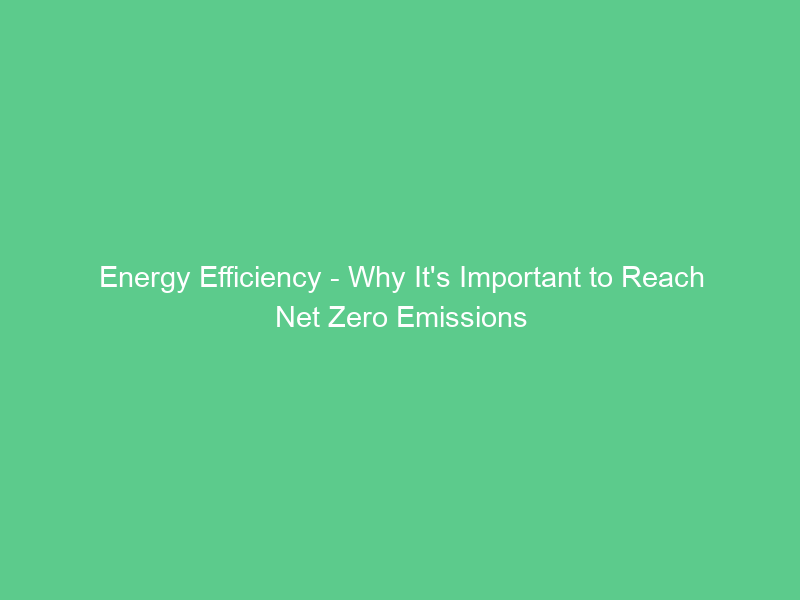 Energy Efficiency – Why It’s Important to Reach Net Zero Emissions