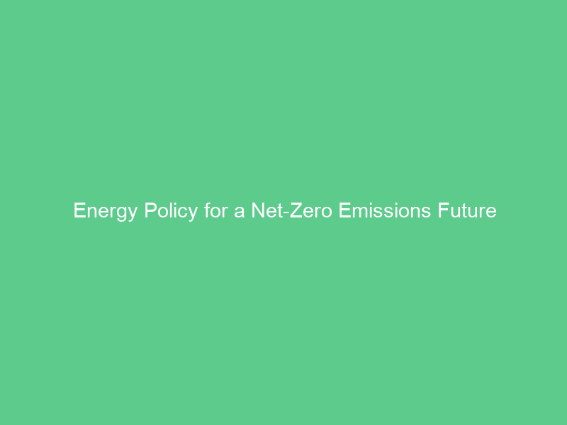 Energy Policy for a Net-Zero Emissions Future