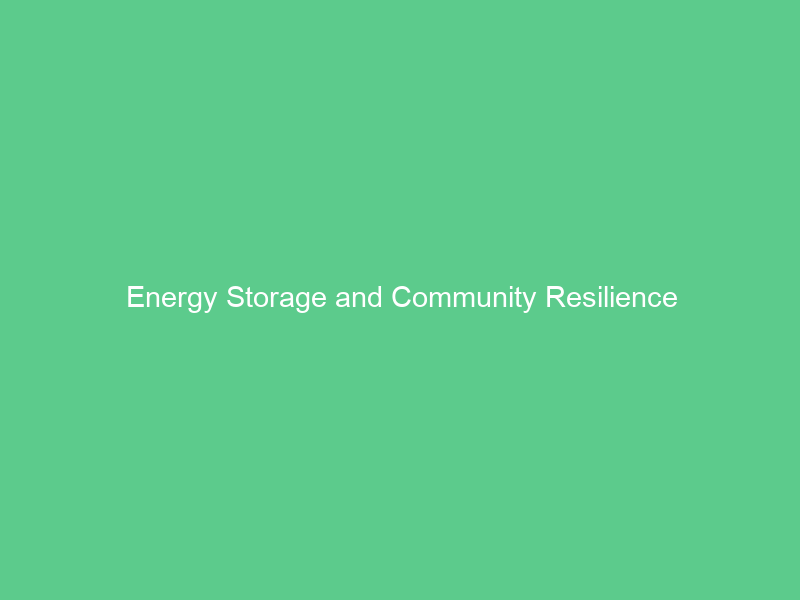 Energy Storage and Community Resilience