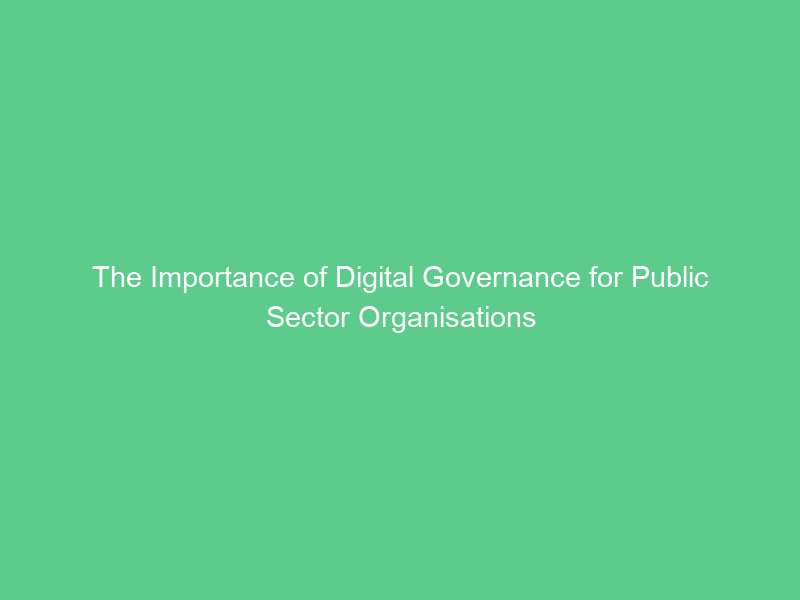 The Importance of Digital Governance for Public Sector Organisations