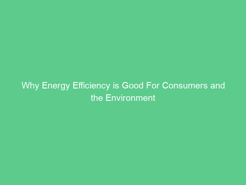 Why Energy Efficiency is Good For Consumers and the Environment