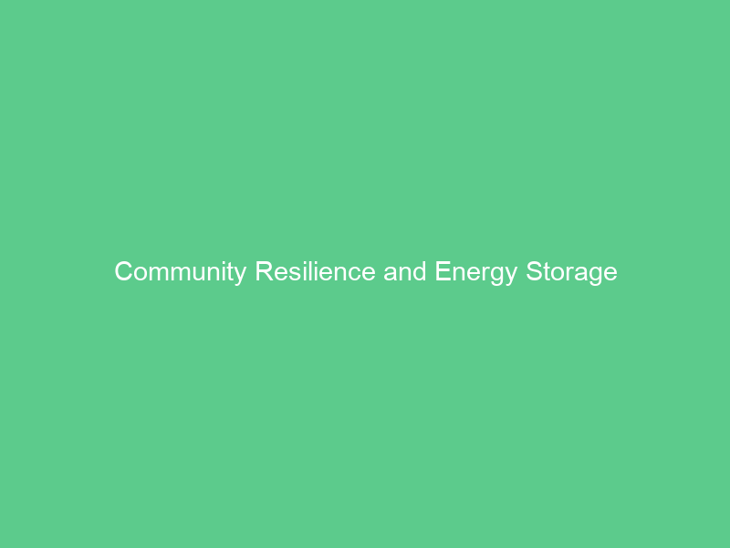 Community Resilience and Energy Storage