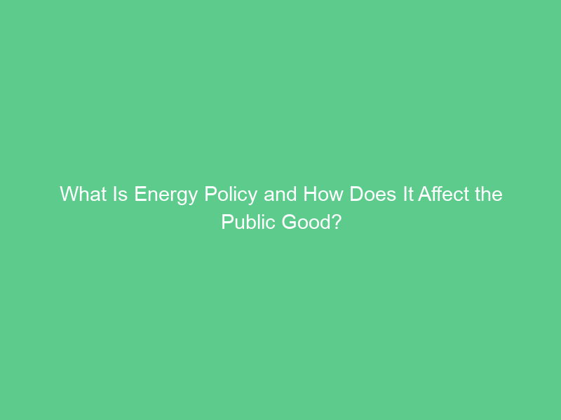 What Is Energy Policy and How Does It Affect the Public Good?
