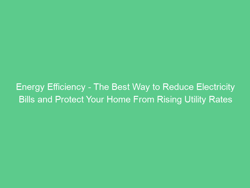 Energy Efficiency – The Best Way to Reduce Electricity Bills and Protect Your Home From Rising Utility Rates
