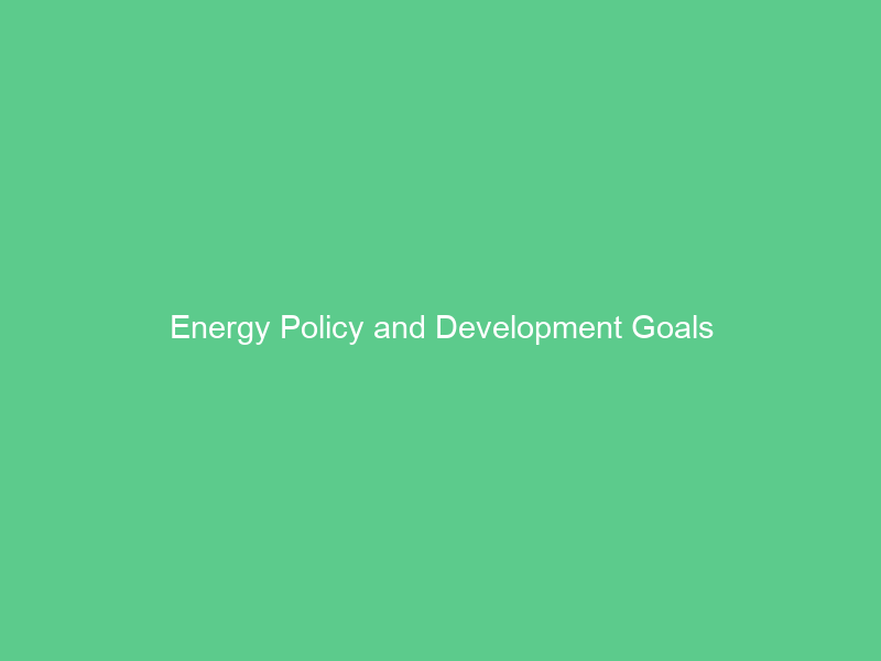Energy Policy and Development Goals