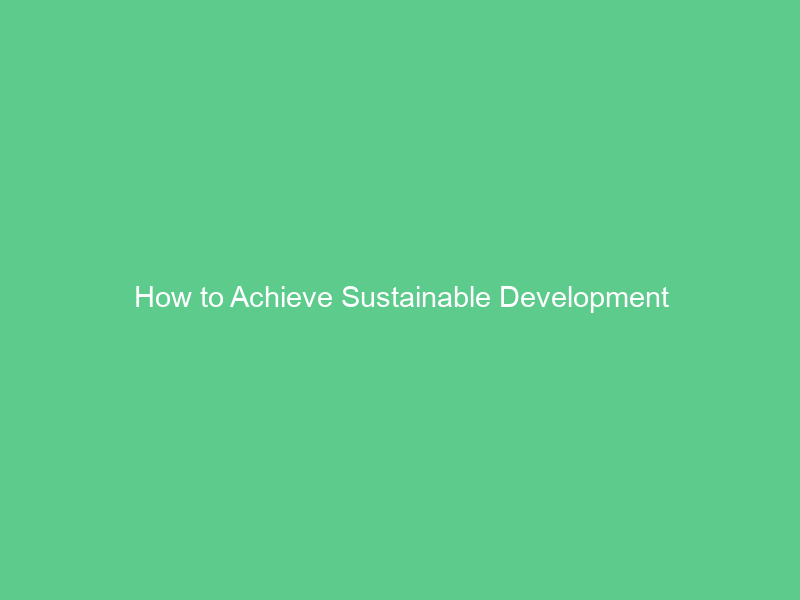 How to Achieve Sustainable Development