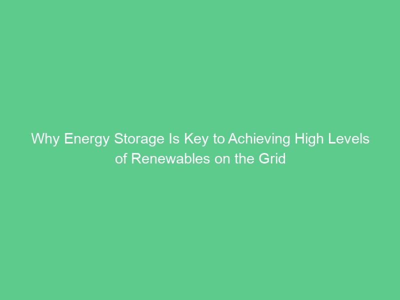 Why Energy Storage Is Key to Achieving High Levels of Renewables on the Grid