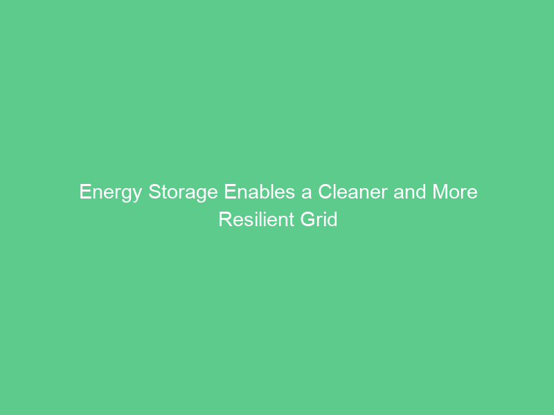 Energy Storage Enables a Cleaner and More Resilient Grid
