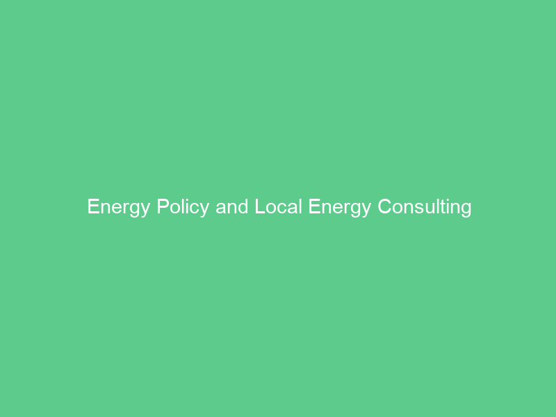 Energy Policy and Local Energy Consulting