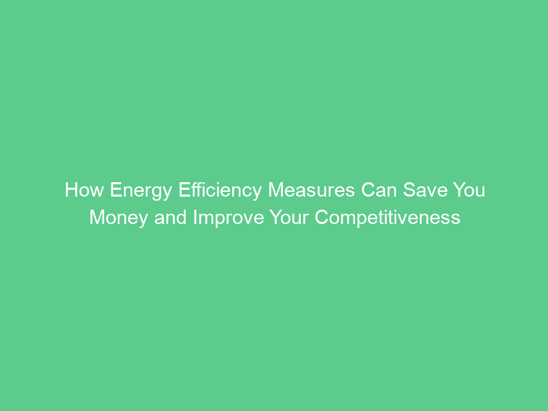 How Energy Efficiency Measures Can Save You Money and Improve Your Competitiveness