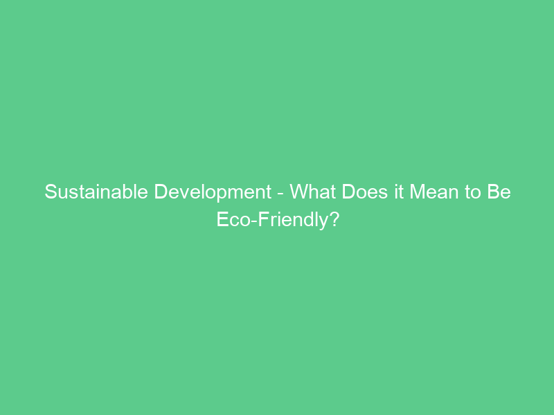 Sustainable Development – What Does it Mean to Be Eco-Friendly?